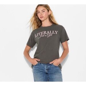 Grayson Threads Women's "Literally Just a Girl" Graphic Tee Grey Size Large NWT